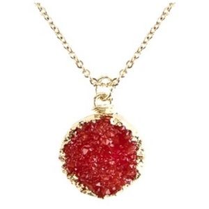 Red druzy necklace